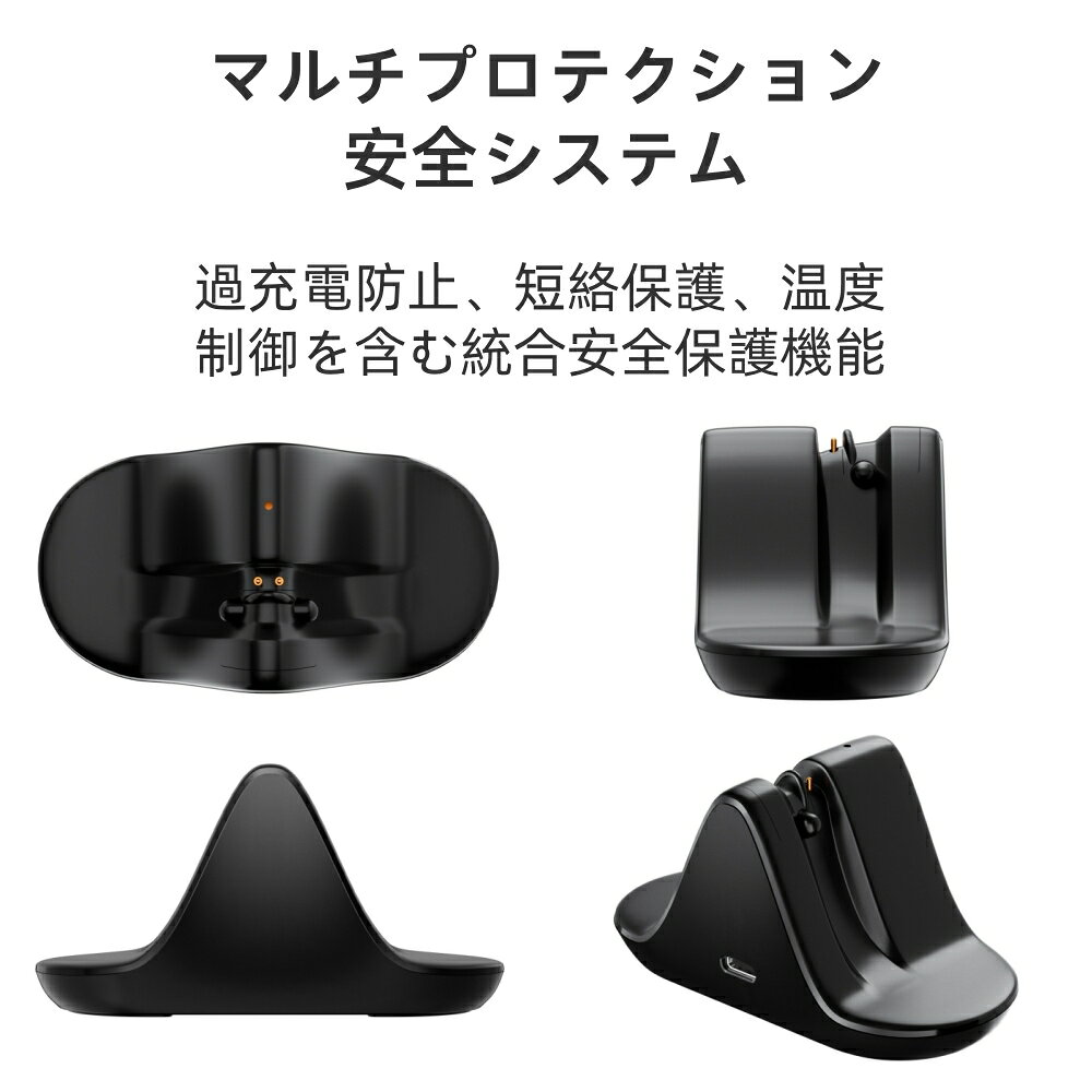 VR電子店の【充電ドック】Ray-Ban Meta Wayfarer / Headliner / Skyler スマートグラス対応 USB-C 高速充電ケーブル & ウェイファーラー AR グラス保護ケース付き - レイバン メタ サングラス｜アングル3