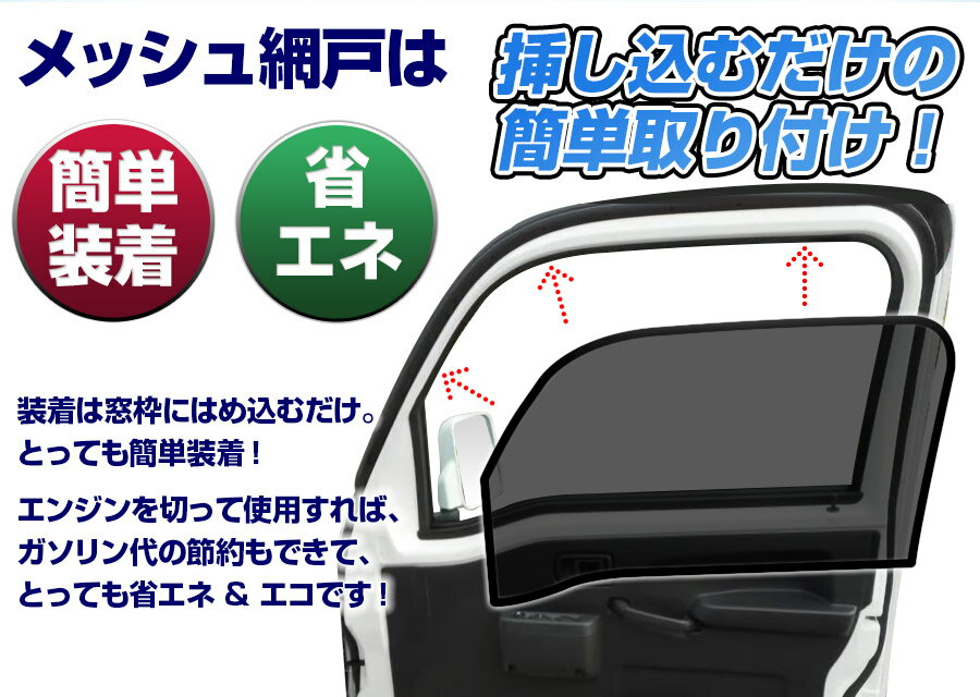 トラック用品 日除け/虫除け網戸 三菱 ブルーテックキャンター 標準/ワイド車 (H22〜) （メッシュスクリーン）左右セット「シェード 日よけ 虫よけ 遮光 ネット カーテン」 「定形外郵便送料無料」