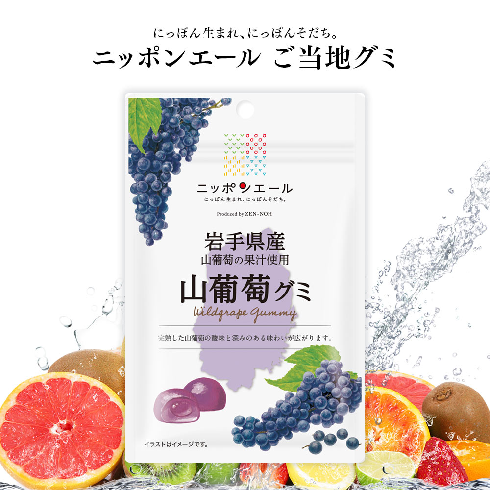 ご当地グミ ニッポンエール 岩手県産 山葡萄グミ ご当地 お菓子 グルメ お土産 名産 果実グミ 全国農協食品