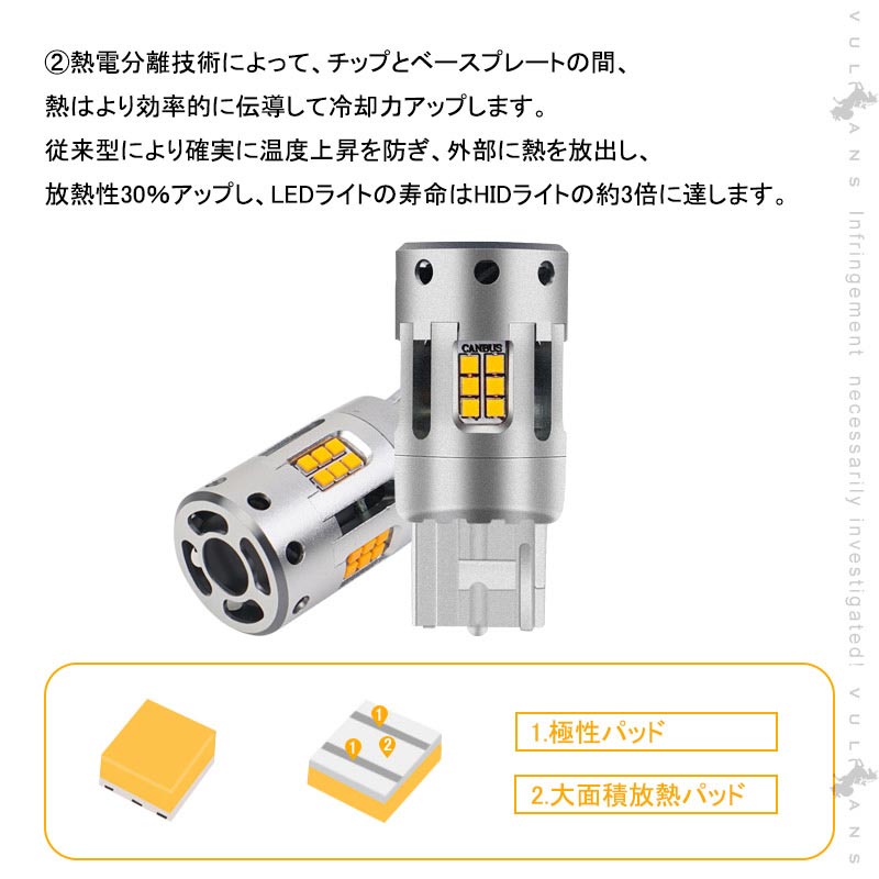 キャンセラー内蔵 冷却ファン付 ハイフラ防止抵抗内蔵 ウインカー専用ledバルブ アンバー T兼用 2個set 1800ルーメン Ledウインカーバルブ 日野 日産 いすゞ 新型ロッキー Tピンチ部違い ハイブリッド車 Csp1919smd Tシングル球兼用 2個 純正サイズ トラック 24v車