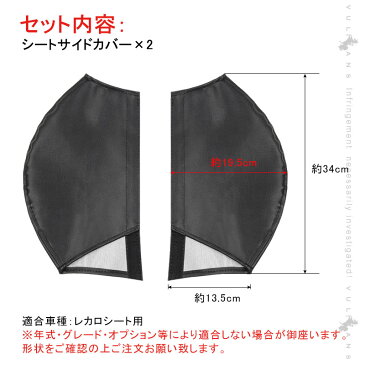 レカロシート用 シートサイドカバー Aタイプ 2PCS PVCレザー ブラック×ブラックステッチ 傷防止 内装パーツ カスタム レカロシートの補修、補強にオススメ