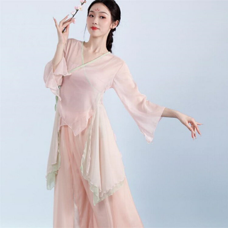 レディース 古典ダンスウェア ダンス衣装 グラデーション 中華古典舞踊ダンス衣装 飄逸 仙女 中国踊り ..