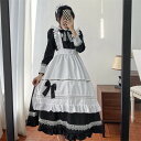 メイド服 コスプレ レディース ハロウィン 衣装 5点セット 長袖 仮装 コスプレ衣装 エプロン カチューシャ リボン 可愛い 変装 ハロウィンコスプレ 万聖節...