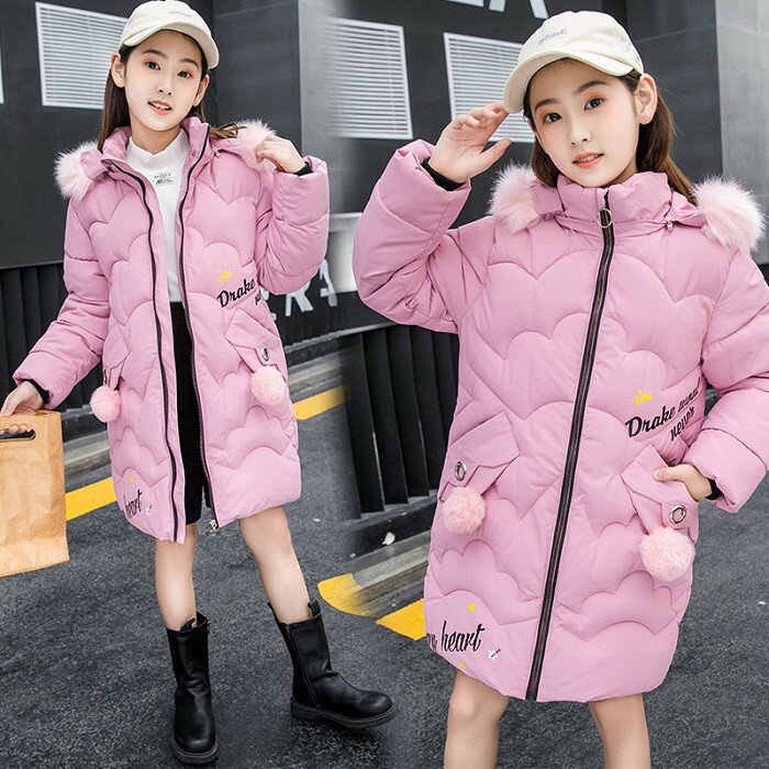 【即納】3色お選べる キッズ ダウンコート 女の子 ロングコート 中綿コート ダウンジャケット 中綿ジャケット 子供服 キッズコート 子供コート 花柄 暖かい ...