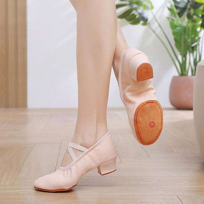 バレエシューズ 大人用 ダンスシューズ 布製 レディース ヒール ダンス靴 ベリーダンス ヨガ バレエ 靴 ジャズダンス キャンパス フラダンス レッスン 大人 フィットネス スプリットソール バレエ ヒール3cm 大人 バレエ用品 バレリーナ 練習着 クロスゴム 新体操 スタジオ