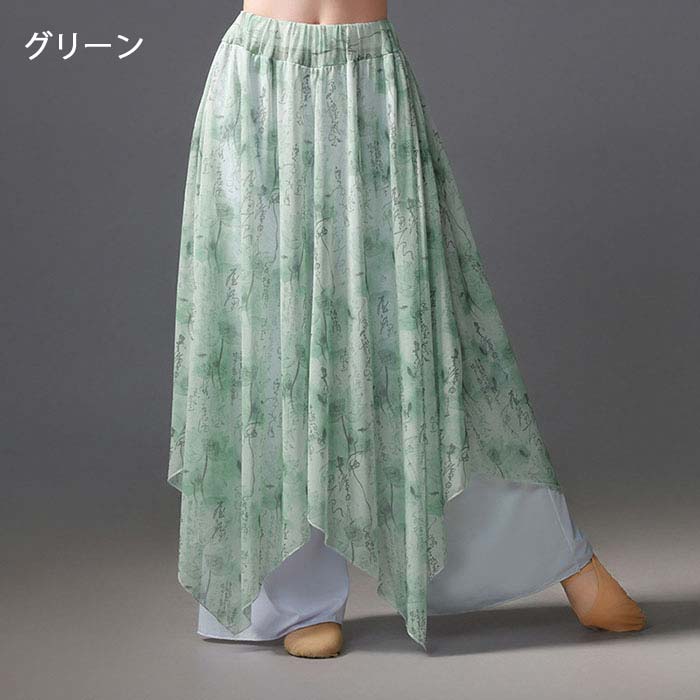 ダンス パンツ 古典ダンス衣装 ガウチョパンツ ひらひら 花柄 無地 ダンスパンツ ワインドパンツ スカ..