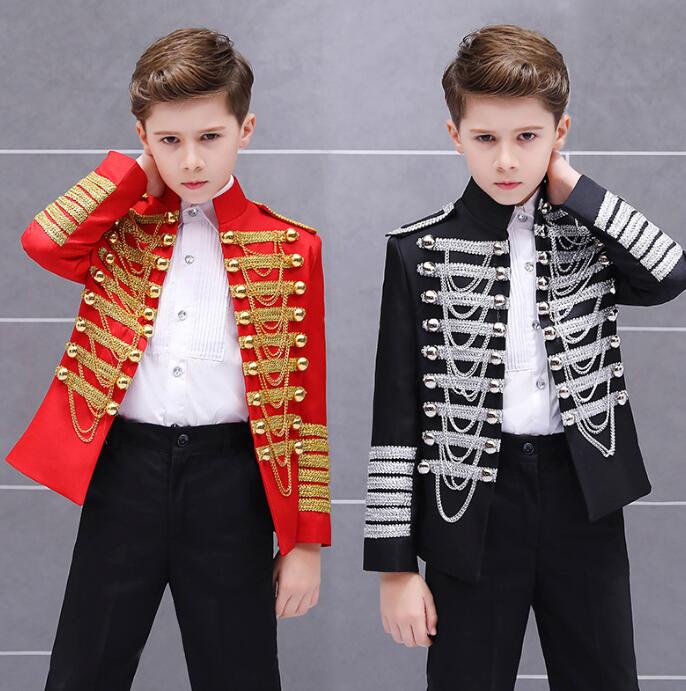 子供ステージ衣装 タキシード 男の子スーツジャケット スパンコールタッセル 欧米風舞台ステージ衣装 ..