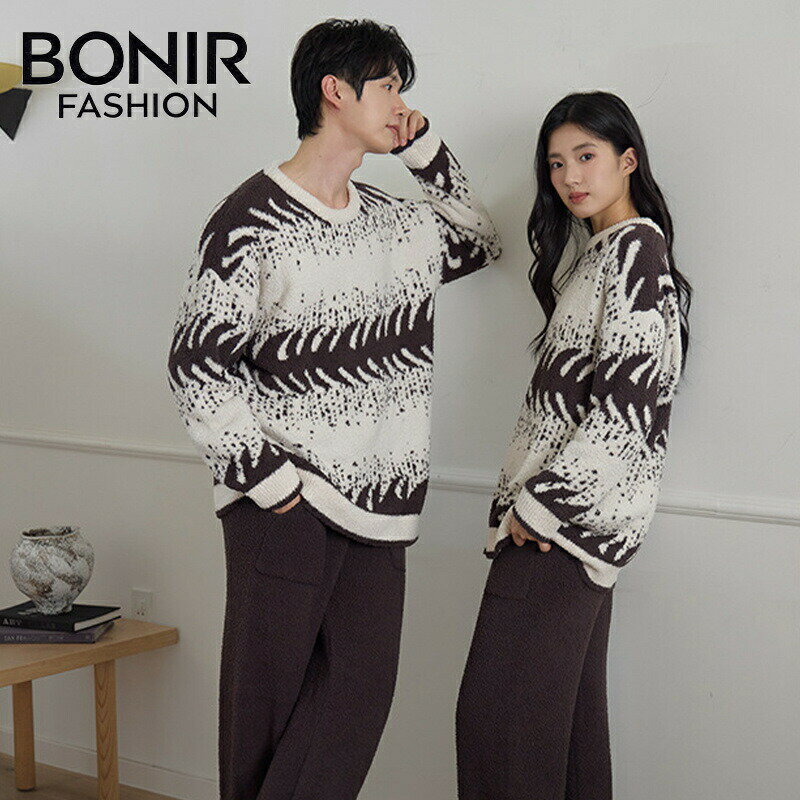 「2着セット」ペアパジャマ ペアルック ルームウェア パジャマ ブラウン 部屋着 ペアお揃い 秋冬 厚手 フリース 起毛素材 暖かい カップル ナイトウェア リラックスウェア 寝間着 レディースパジャマ メンズパジャマ 結婚祝い プレゼント 出産祝い