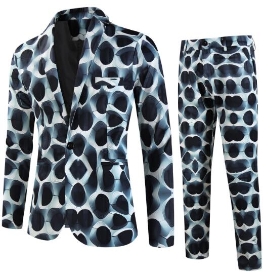 クリスマス元素 3Dプリント メンズスーツ 男性スーツセットハロウイン 司会者 クリスマス衣装 コスプレ ジャケット長パンツタキシードジャケットHalloween　単品/2点セットコスプレステージ演出服アウター　舞台ダンスウェア　団体服　発表会パーティー　年会写真撮影M-4XL