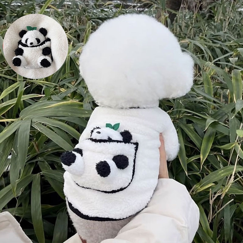 犬服 猫服犬 猫 犬用 猫用 パンダ ベスト 秋 冬 暖かい 防寒 保温 起毛 もこもこ ふわふわ アウター ト..
