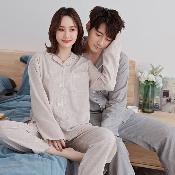 ペアパジャマ 綿100％ ガーゼパジャマ ダブルガーゼ メンズ レデイース ペア パジャマ 春夏 綿 ペアル..