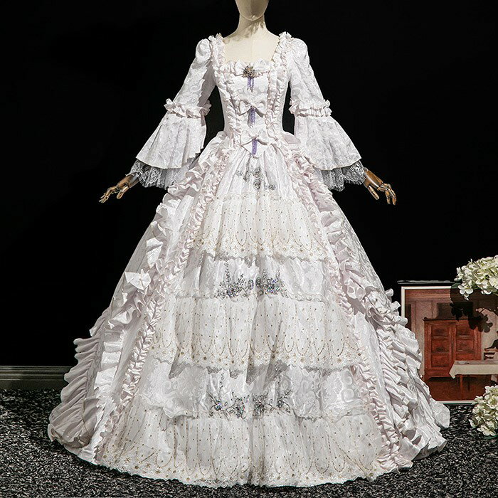 貴族 ドレス 油絵風 お姫様 衣装 カラードレス ロング 宮廷 王族服 お嬢様 舞台衣装 復古 ジュリエット..