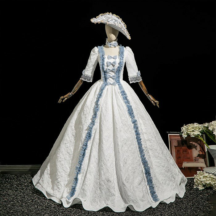 貴族 ドレス 油絵風 お姫様 衣装 カラードレス ロング 宮廷 王族服 お嬢様 舞台衣装 復古 ジュリエット..