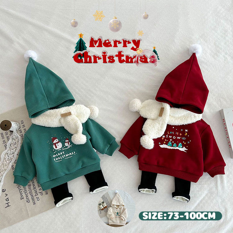 ベビー パーカー 子供服 クリスマス 衣装 トップス 女の子 男の子 サンタ風 サンタさん コスプレ キッ..