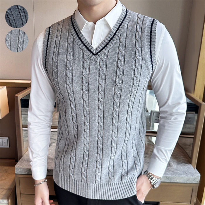 ベスト メンズ ニットベスト ビジネスベスト 春 秋 冬 Vネック ニット ノースリーブ セーター ケーブル編み プルオーバー 暖かい 保温 防寒 大きいサイズ メンズファッション トップス 無地 シンプル おしゃれ 結婚式 仕事着 ビジネス オフィス 通学 通勤 入学式 卒業式