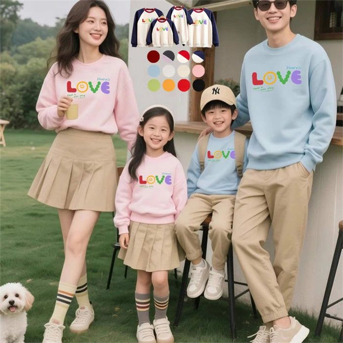 親子 ペアルック リンクコーデ トレーナー 春 秋 冬 親子服 親子コーデ 親子ペア お揃い キッズ 男の子 女の子 メンズ レディース ベビー服 ロンパース 長袖 クルーネック ベビー 赤ちゃん ママ パパ 子供服 ご夫婦 カップル 出産祝い ギフト 誕生日 家族旅行 家族写真
