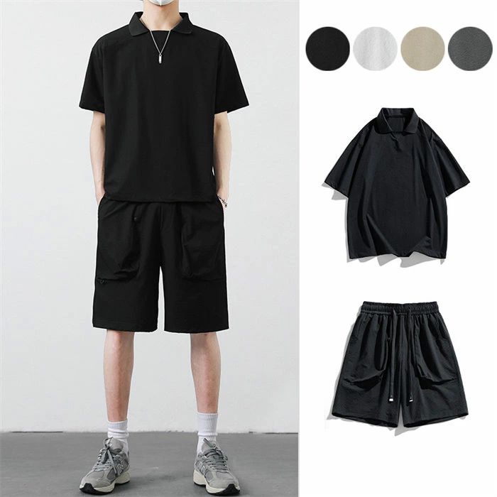 2点セット メンズ Tシャツ 上下セット セットアップ tシャツ 夏 夏服 スポーツウエア 運動着 半袖Tシャ..