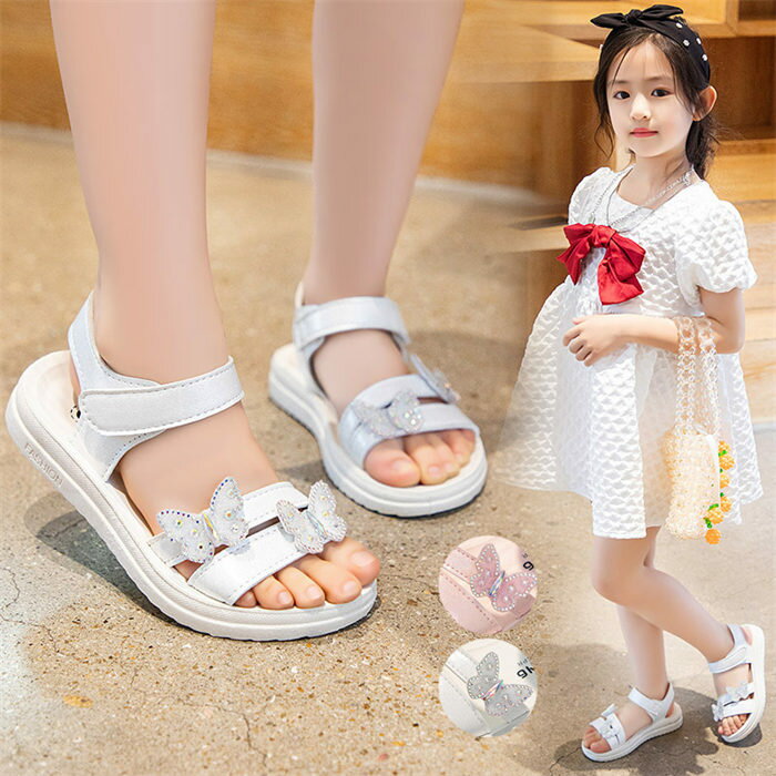 サンダル ビーチサンダル 子供靴 子供サンダル 女の子 ジュニア 子供 キッズ 夏 夏用 蝶飾り リボン キ..