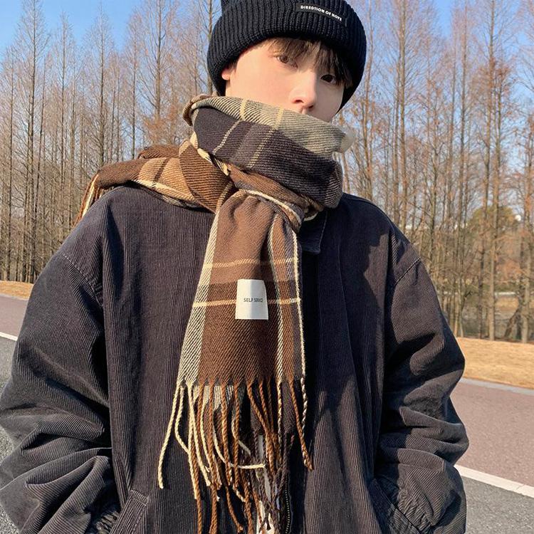 マフラー メンズ ストール チェック柄 春 秋 冬 大判 ショール あったか 防寒 防風 秋服 冬服 メンズマ..