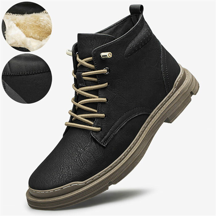 ブーツ ワークブーツ メンズ 革靴 ショートブーツ チャッカブーツ 身長アップ6cm 春 秋 冬 靴 ジューズ 6cmUP 背が高くなる ミリタリーブーツ シークレットシューズブーツ 裏起毛 もこもこ 暖かい 厚底 軽量 ファッション 滑り止め 歩きやすい 履きやすい カジュアル