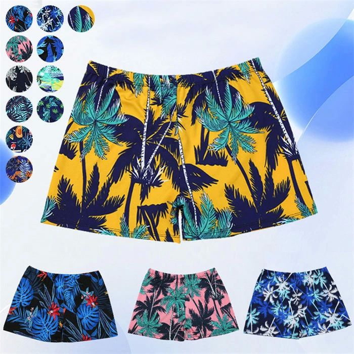 水着 メンズ ショートパンツ 水泳パンツ スポーツ水着 スイムウェア スイミングパンツ 夏 夏服 総柄パンツ 花柄 総柄 植物柄 ハワイ アロハパンツ 短め 短ズボン パンツ ショーツ丈 短パン ウエストゴム ポケット付き 多色 カラフル 水泳 泳ぎ サーフ 海 海辺 旅行 リゾート