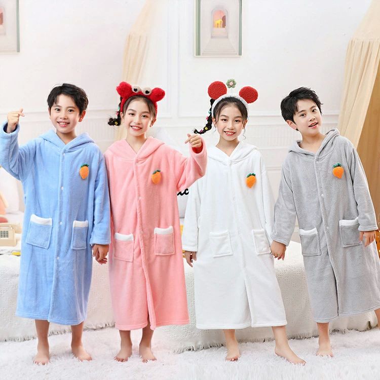 キッズ バスローブ フード付き 女の子 男の子 秋 冬 バスタオル ガウン 裏起毛 あったか 着る毛布 お風..