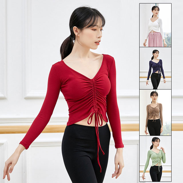 バレエ トップス レディース 長袖 レッスン 着 バレエ ウォームアップ ベリーダンス トップス リブトッ..