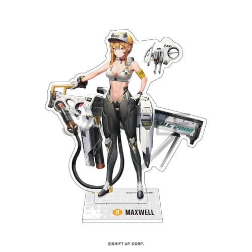 Rakuten - 【NIKKE】アクリルスタンド マクスウェル　かわいい　かっこいい　近未来　ガンアクション　スタイリッシュ　バトル　美少女　重火器　スーツ　迫力