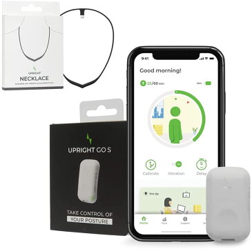 【猫背を振動で警告】UPRIGHT GO S (アップライトゴーエス) + 専用ネックレス（ブラック）スマホ連動型 ウェアラブル 姿勢サポート デバイス 猫背 肩こり 腰痛改善サポート デスクワーク 姿勢 正しい 改善 矯正 パソコン リモートワーク 巻き肩【国内正規品/技適認証済】