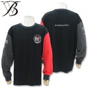 バーニヴァーノ ロゴワッペン 切替デザイン 長袖 Tシャツ 3Lサイズ ブラック レッド グレー BARNI VARNO BAW-NTN5129 丸首 24AW