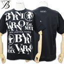 \夏SALE/バーニヴァーノ 天竺 フライス 衿 ロゴ プリント 半袖 Tシャツ Lサイズ BSS-OTH5240 ブラック 09 春夏 25SS