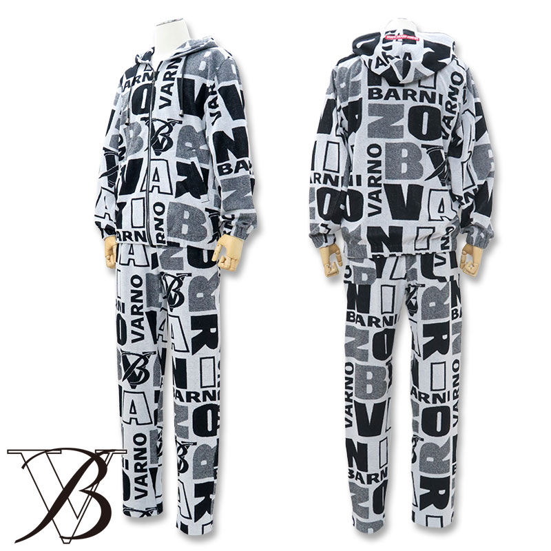 バーニヴァーノ L サイズ モノグラム ジップアップパーカー パンツ セットアップ グレー BARNI VARNO BSS-NST5056 BSS-NSP5060 春夏