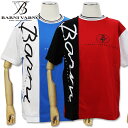 \夏SALE/バーニヴァーノ 天竺 配色切替ロゴプリント 半袖 Tシャツ Lサイズ 白/青 黒/赤 BARNI VARNO BSS-OTH5226 春夏 25SS