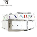 バーニヴァーノ 牛革 カラフルロゴ 刺しゅう ベルト Fサイズ BARNI VARNO BAW-NGL5165-F 92 ホワイト レインボー 24AW