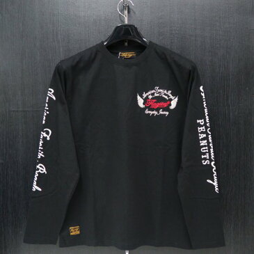 フラッグスタッフ スヌーピー刺繍長袖Tシャツ M/L/XL/XXLサイズ 黒 483007-20 FLAGSTAFF SNOOPY