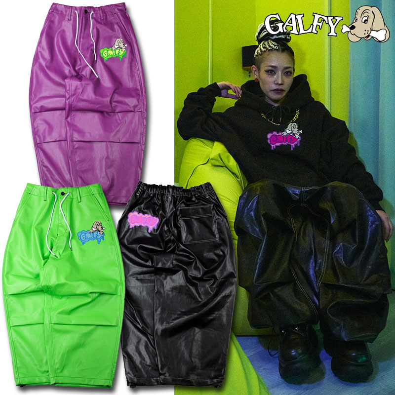ガルフィー パンツ 犬皮カラフルパンツ バルーンパンツ GALFY 131015 黒 緑 紫 L XL TGC ブラック グリーン パープル