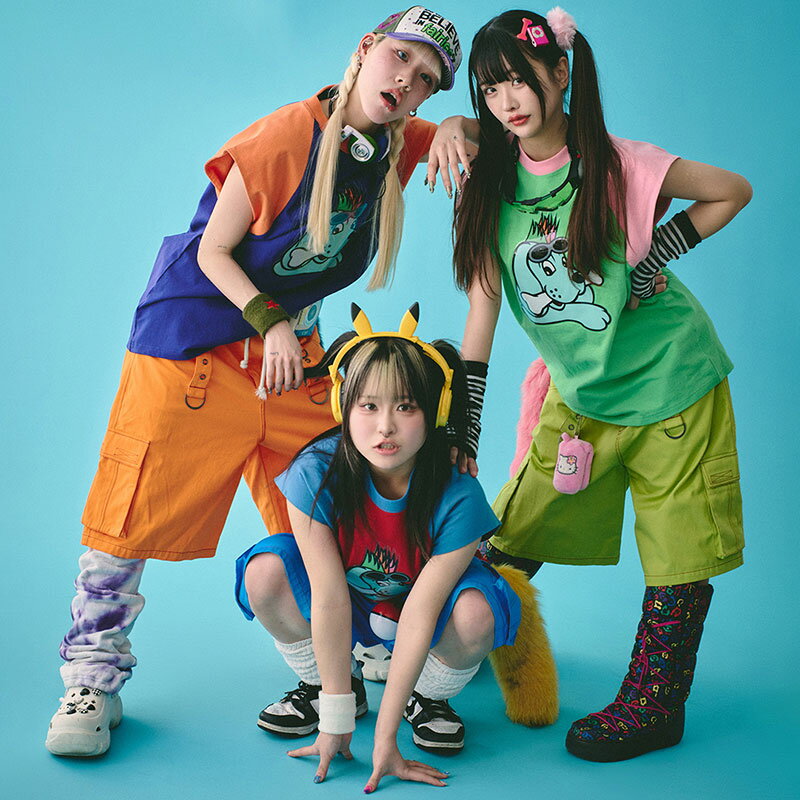 ＼30％OFF 8/31まで／ガルフィー GALFY サイバーわんわん が ぷっくりタンク 142014 ノースリーブTシャツ #30 RED×BLUE #40 NAVY×ORANGE #80 GREEN×PINK L XL ヤンキー TGC