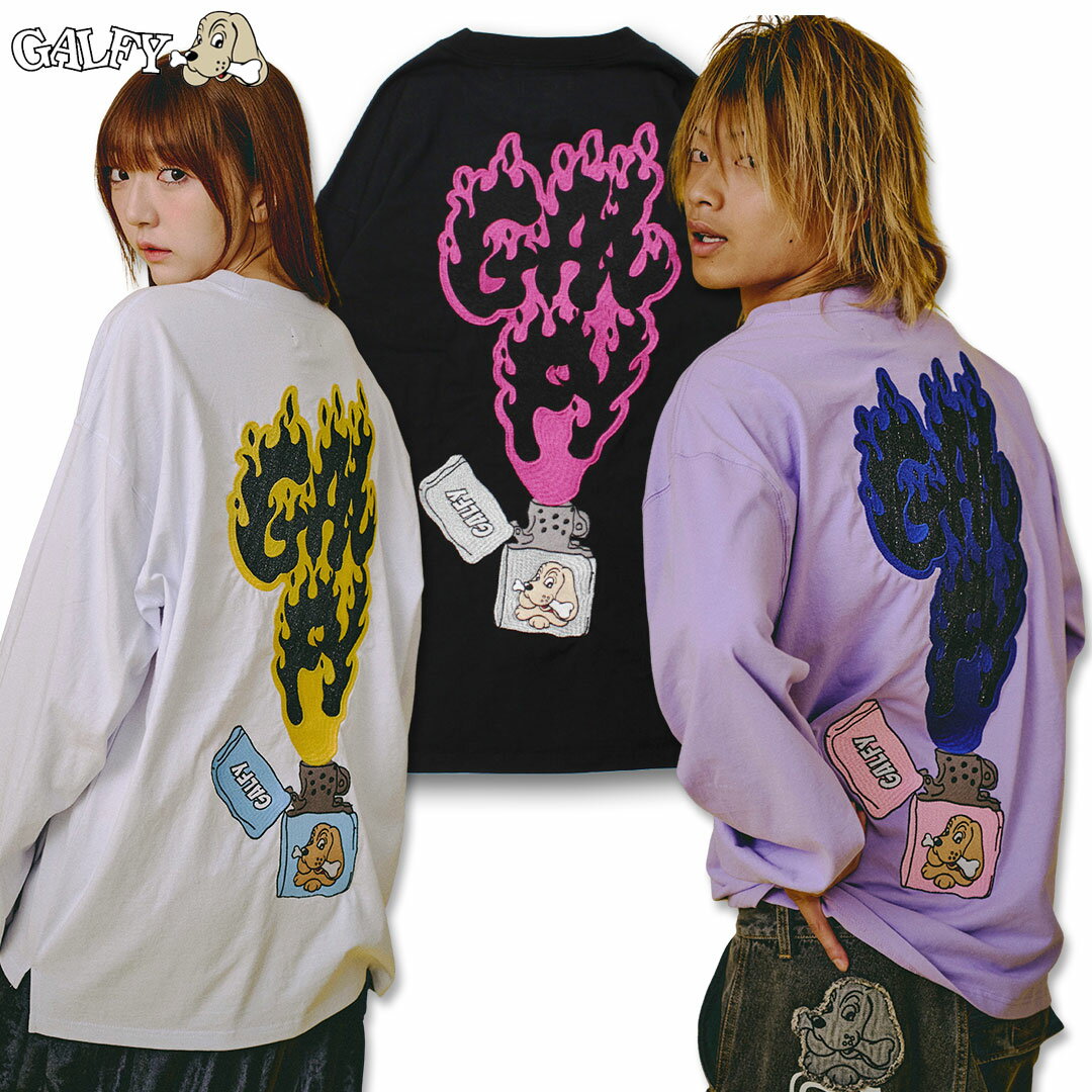 ガルフィー GALFY FIRE ライターロン T 153086 WHITE BLACK L.PURPLE ロンティー Tシャツ Tee ジャグラ..