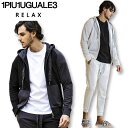 1PIU1UGUALE3 RELAX ジャガードロゴ フーディ スウェットパンツ セットアップ USO-25029-USB-25029 ホワイト ブラック L XL XXL ウノピゥウ ウノピュー 25