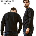 1PIU1UGUALE3 RELAX ブランドロゴ アップリケ 長袖 Tシャツ UST-24074 ブラック SN90 L XL XXL ウノピゥウノウグァーレトレ メンズ ウノピュー 24AW SSSALE