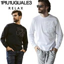 1PIU1UGUALE3 RELAX フェイクレザーロゴロングTシャツ UST-24080 ホワイト SN10 ブラック SN90 M L XL XXL メンズ ウノピュー 24AW SSSALE