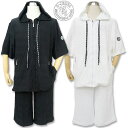 \25%OFF/ ジェルバ 半袖フルジップ パーカー イージーハーフパンツ セットアップ 251016-2 白 4 黒 15 M L LL 3L JERBA 上下セット