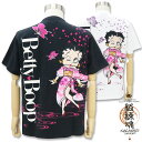 絡繰魂 半袖Tシャツ Betty Boop ベティ・ブープ 刺繍 232002 カラクリタマシイ 白 10 黒 20 からくり コラボ 着物 桜 蝶 プリント