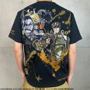 絡繰魂 × ジョジョの奇妙な冒険 空条承太郎 Tee 半袖 Tシャツ Tee 252004 粋 刺繍 カラクリダマシイ カラクリ スタープラチナ JOJO