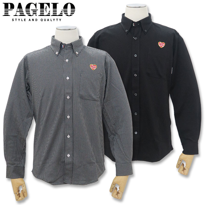 パジェロ 長袖ボタンダウンシャツ 35-1101-07 PAGELO ストライプ 03 ブラック 05 メンズ L LLサイズ
