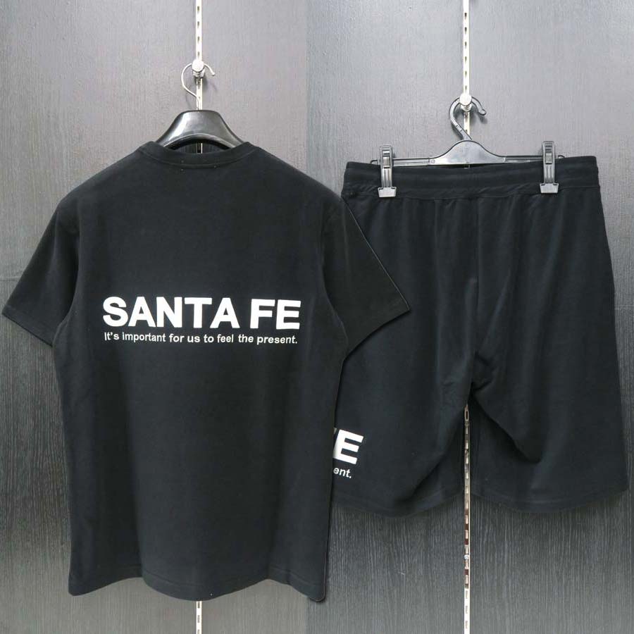 サンタフェ パイル半袖Tシャツ上下セット 48/50/52サイズ 黒 81152-019 スエット スウェット ハーフパンツ