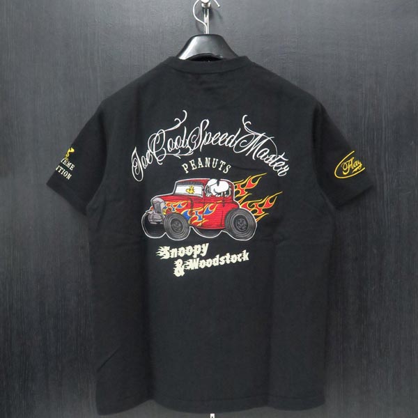 フラッグスタッフ スヌーピー刺繍半袖Tシャツ M/L/XL/XXLサイズ 黒 492121-20 FLAGSTAFF SNOOPY 犬 DOG わんわん洋品店