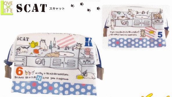 【全品　送料無料！】　在庫限り　SCAT　ポーチワイヤーポーチ　スキャット　KUS KUS　ネコ　ケース　化粧ポーチ　雑貨　ねこ　猫　生活雑貨　グッズ　思わずクスッと笑ってしまうような様々なネコ達が登場 ネコ好きにおすすめな逸品 ネコちゃん生活