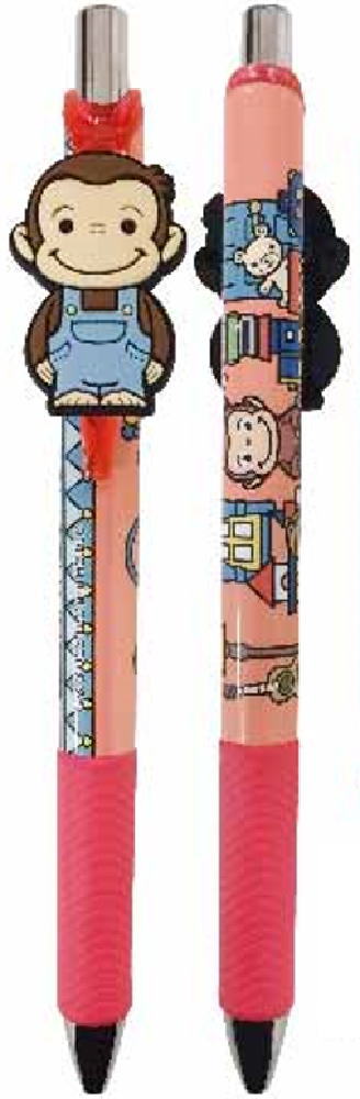 【全品　送料無料！】　おさるのジョージ　マスコット付きゲルペンレッド　赤　ひとまねこざる　Curious George　絵本　アニメ　キャラクター　ボールペン　筆記用具　文房具　学校　勉強　雑貨　グッズ　かわいい