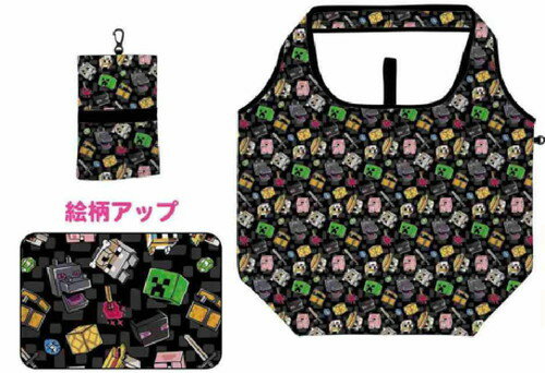 樂天商城 - 【全品　送料無料！】　Minecraft　マインクラフト　保冷保温エコバッグブラック　黒　マイクラ　ブロック　ゲーム　かばん　カバン　鞄　収納　買い物　ショッピング　お出かけ　アウトドア　雑貨　グッズ　かわいい
